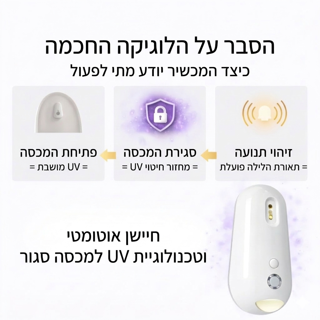 מטהר ומחטא שירותים UV עם תאורת לילה